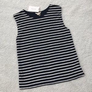 NWT Tulle Sicily Sleeveless Top Navy White, Large